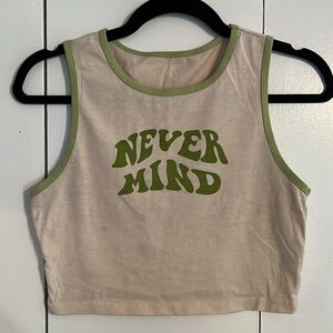 Never Mind Green and Cream Crop Tank
